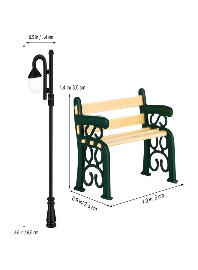 VOSAREA Miniature Bench Street Lamp Post for Miniature Garden Scene for Dollhouse Furniture and Ornaments - Image 2